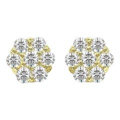 1.00 Carat VVS Diamond Cluster Stud Earrings