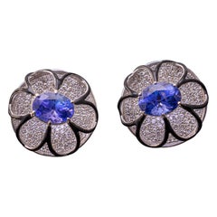 6.01 Carat Tanzanite and Diamond Stud Earrings