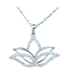 14k Gold Diamond Lotus Necklace Minimalist Spiritual Lotus Necklace