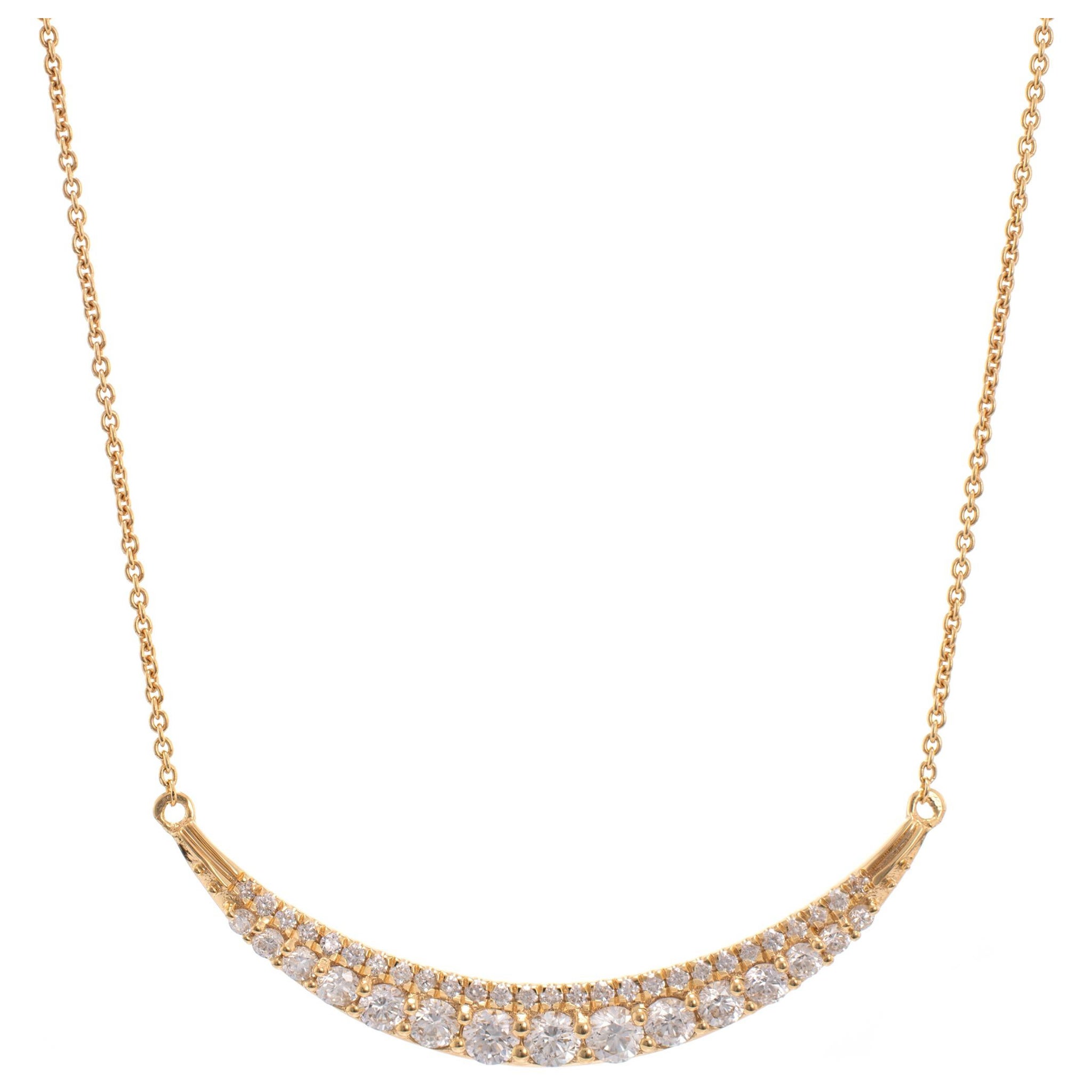 Luxle 14k Gold 3/4 Carat T.W. Diamond Curved Bar Necklace