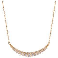 Luxle 14k Gold 3/4 Carat T.W. Diamond Curved Bar Necklace