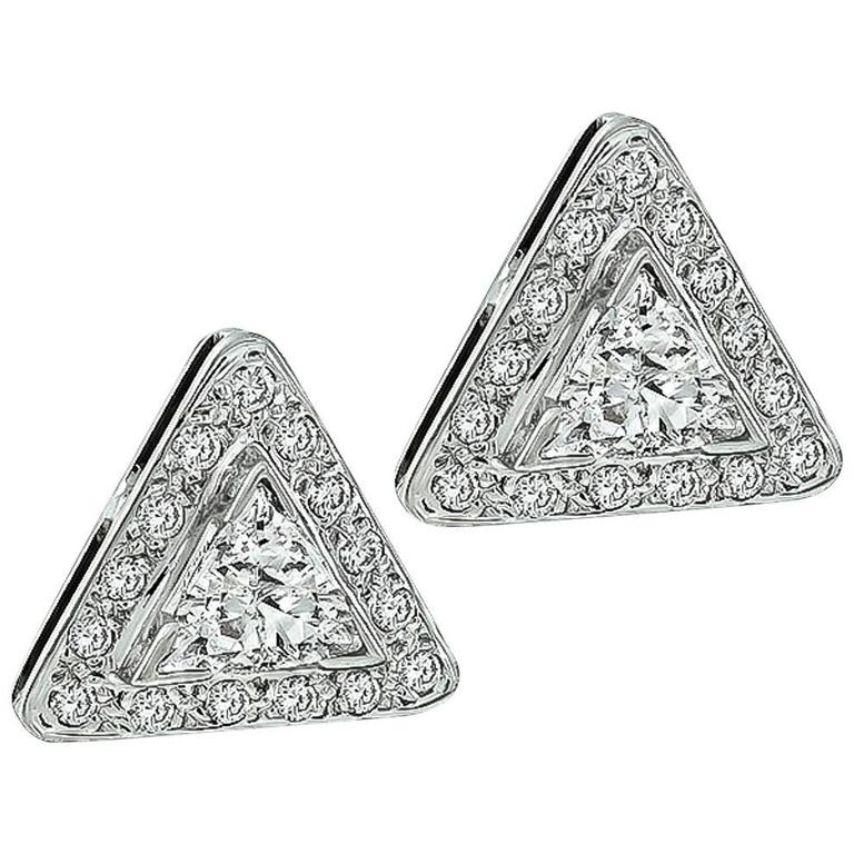 Enticing Triangle Cut Diamond Gold Earrings For Sale at 1stDibs