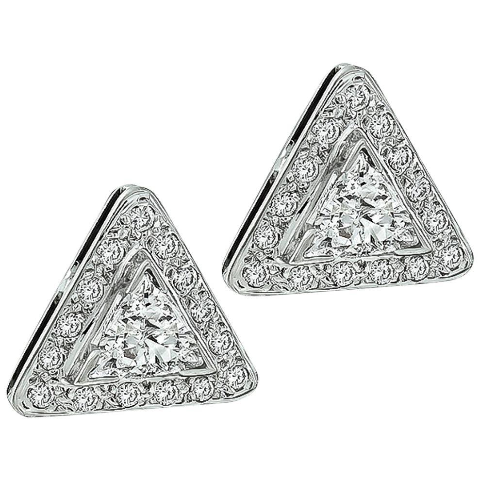 Enticing Triangle Cut Diamond Gold Earrings For Sale