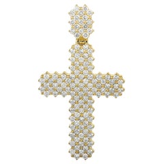 LB Exclusive 14K Yellow Gold 3.40 ct Diamond Cross Pendant