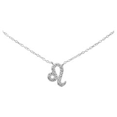 14k Gold Diamond Necklace Leo Zodiac Sign Birth Sign Necklace