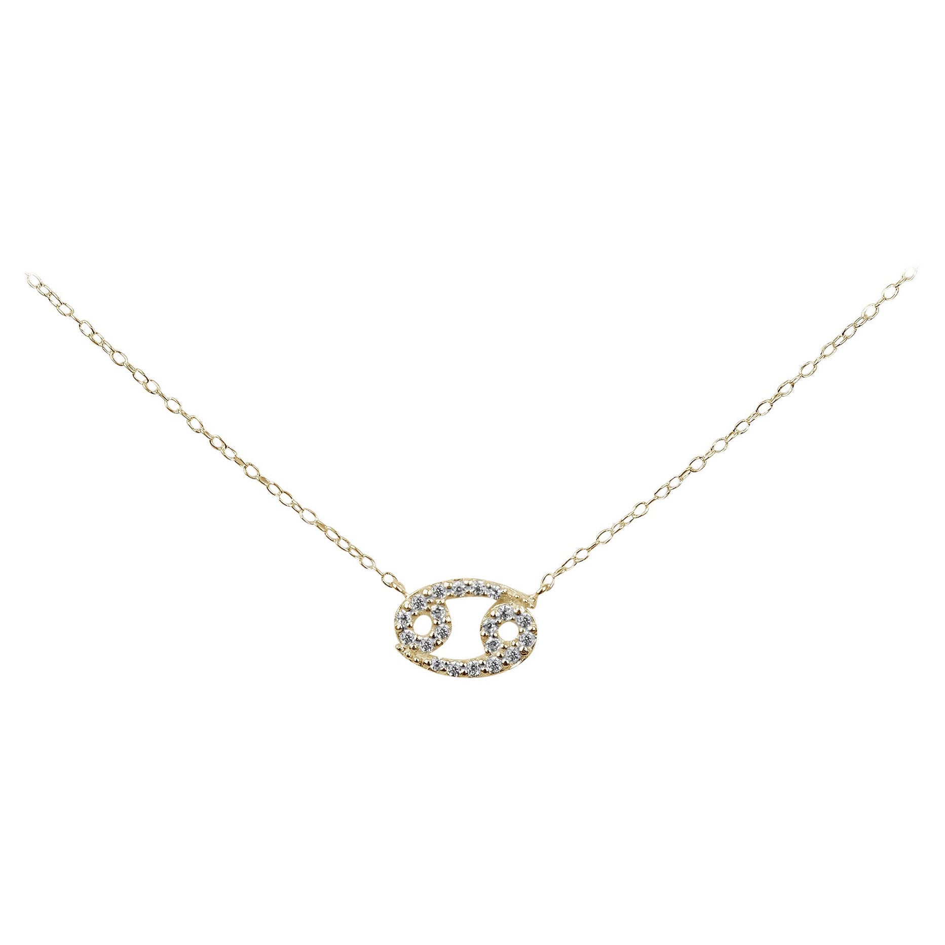 14k Solid Gold Diamond Necklace Cancer Zodiac Sign Birth Sign Necklace For  Sale at 1stDibs
