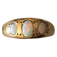 Raro anello zingaro vittoriano in oro 18 ct e opale
