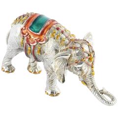 Retro Tiffany & Co. Gene Moore Sterling Silver Enamel Circus Elephant, circa 1990