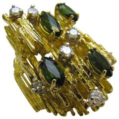 Tourmaline and Diamond Cocktail Ring, circa 1970 9