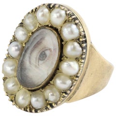 1870s Miniature of Male Lover's Eye Gold Ring