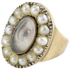 1870s Miniature of Male Lover's Eye Gold Ring 1