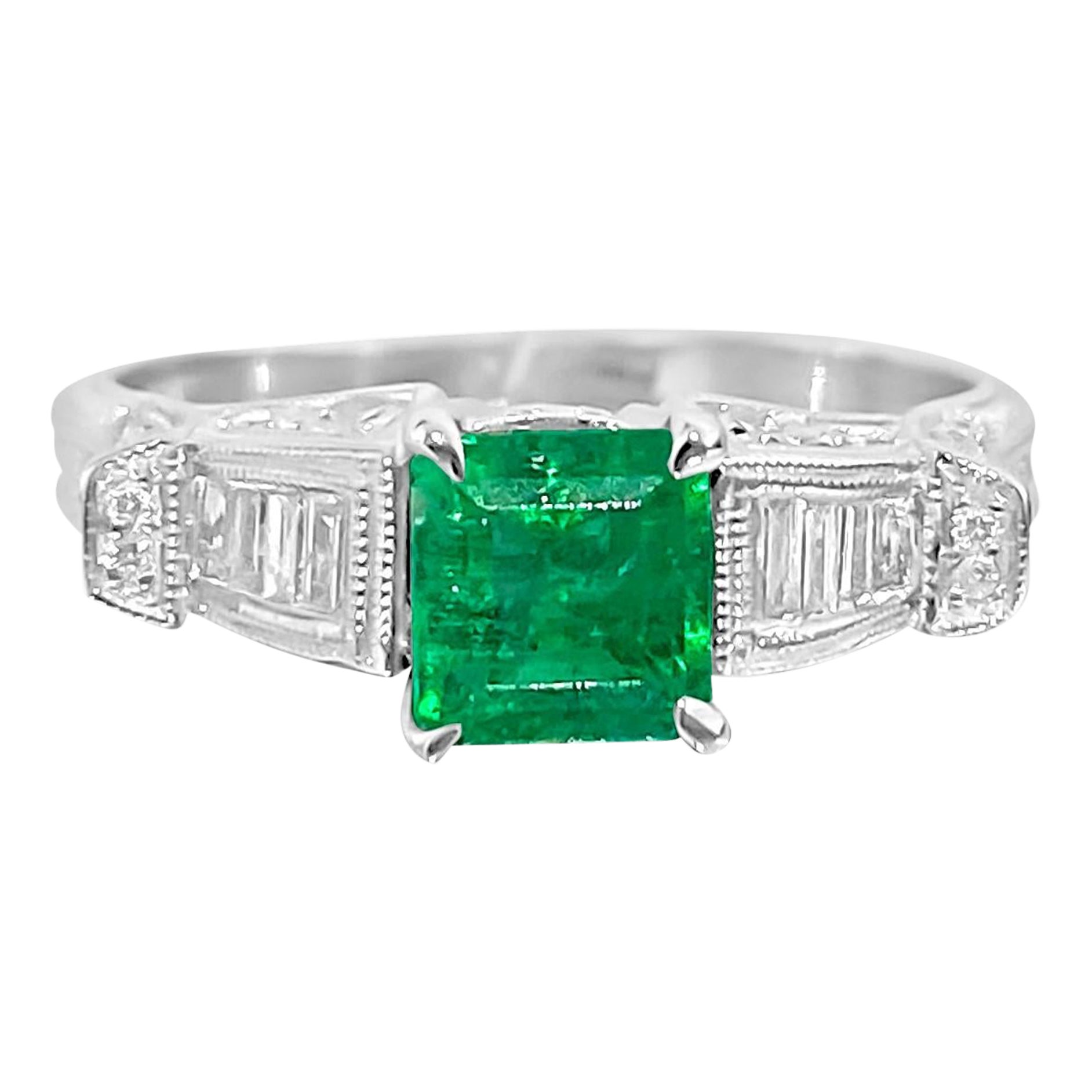 1.80 Carat Colombian Emerald Diamond Cocktail Ring
