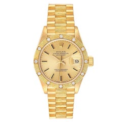Rolex President Datejust 18k Yellow Gold Diamond Ladies Watch 69288
