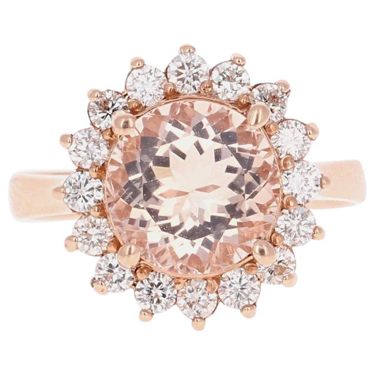 3.54 Carat Morganite Diamond Rose Gold Cocktail Ring For Sale at 1stDibs