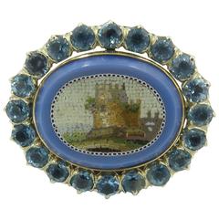 19th Century Vatican School micromosaic ring depicting the Torre Normana