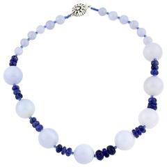Chalcedony and Tanzanites Necklace