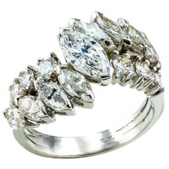 GIA Report Certified E Color Marquise Diamond Platinum Diamond Ring