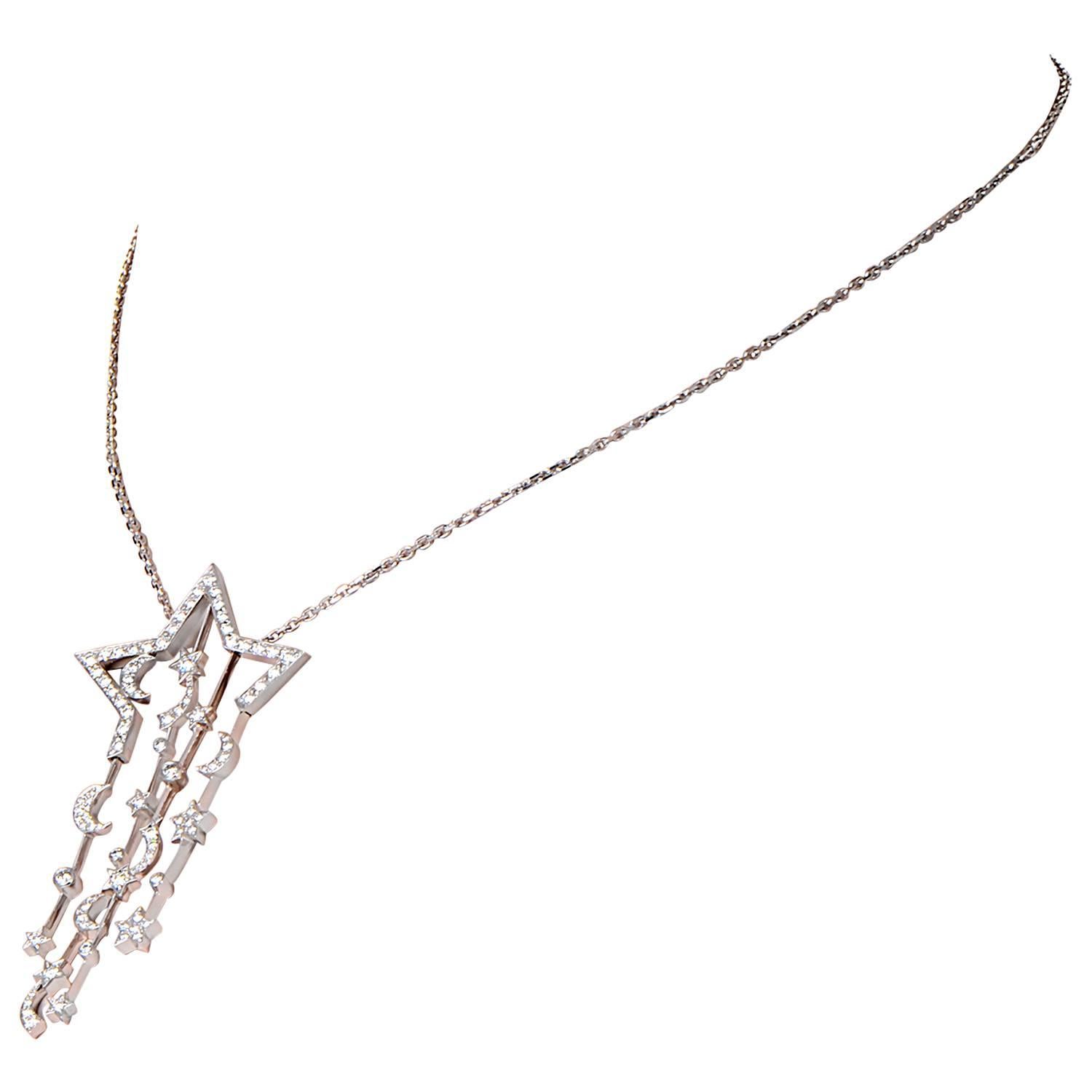 Chanel Comete Diamond Gold Pendant Necklace