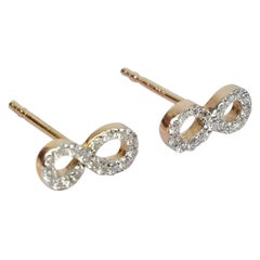 18k Solid Gold Diamond Infinity Stud Earrings Crisscross Diamond Stud Earrings