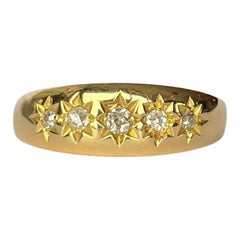 Antique Edwardian Diamond and 18 Carat Gold Star Setting Five-Stone Ring