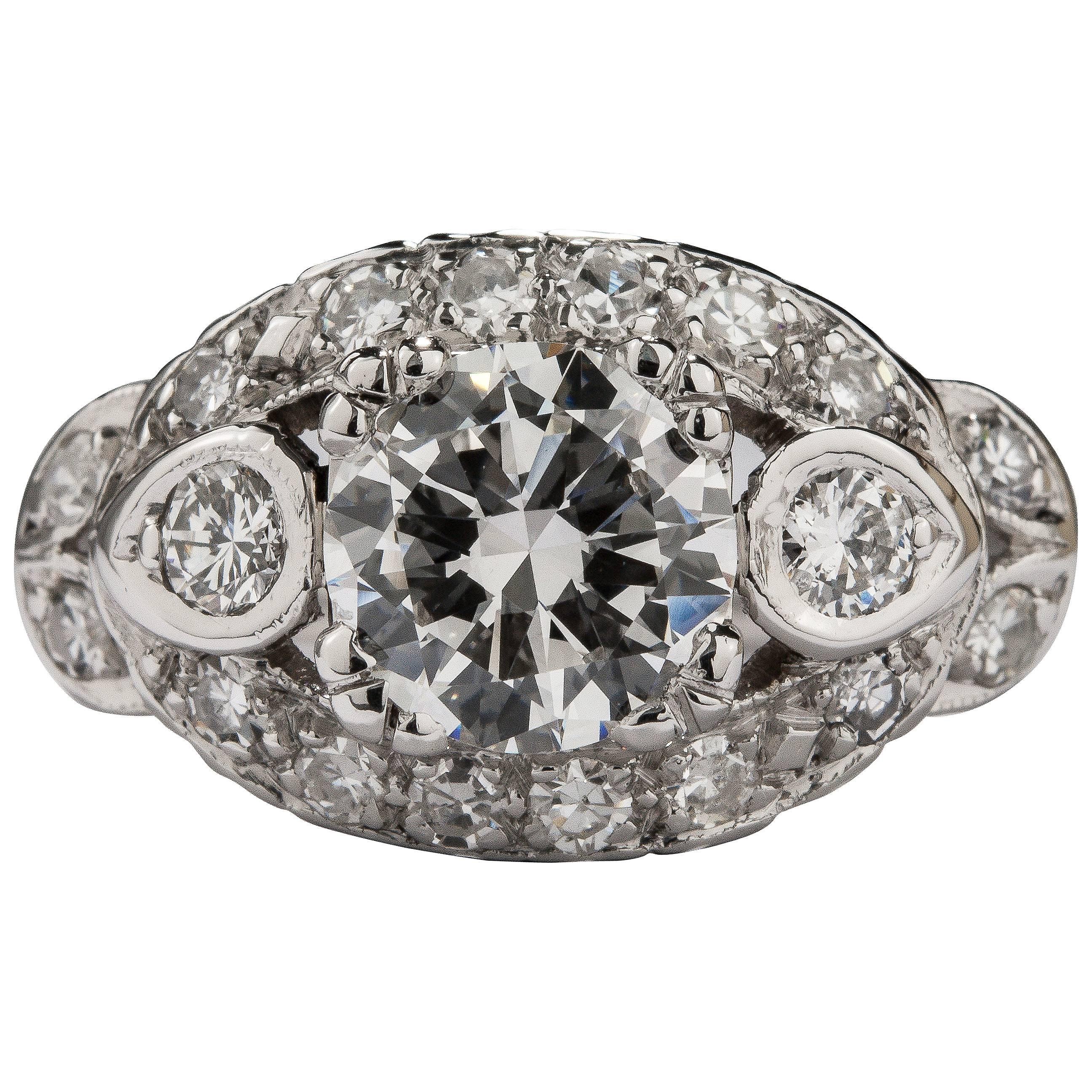 Art Deco Style .90ct Diamond Ring For Sale