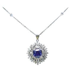 Gorgeous Tanzanite Diamond Gold Pendant Necklace