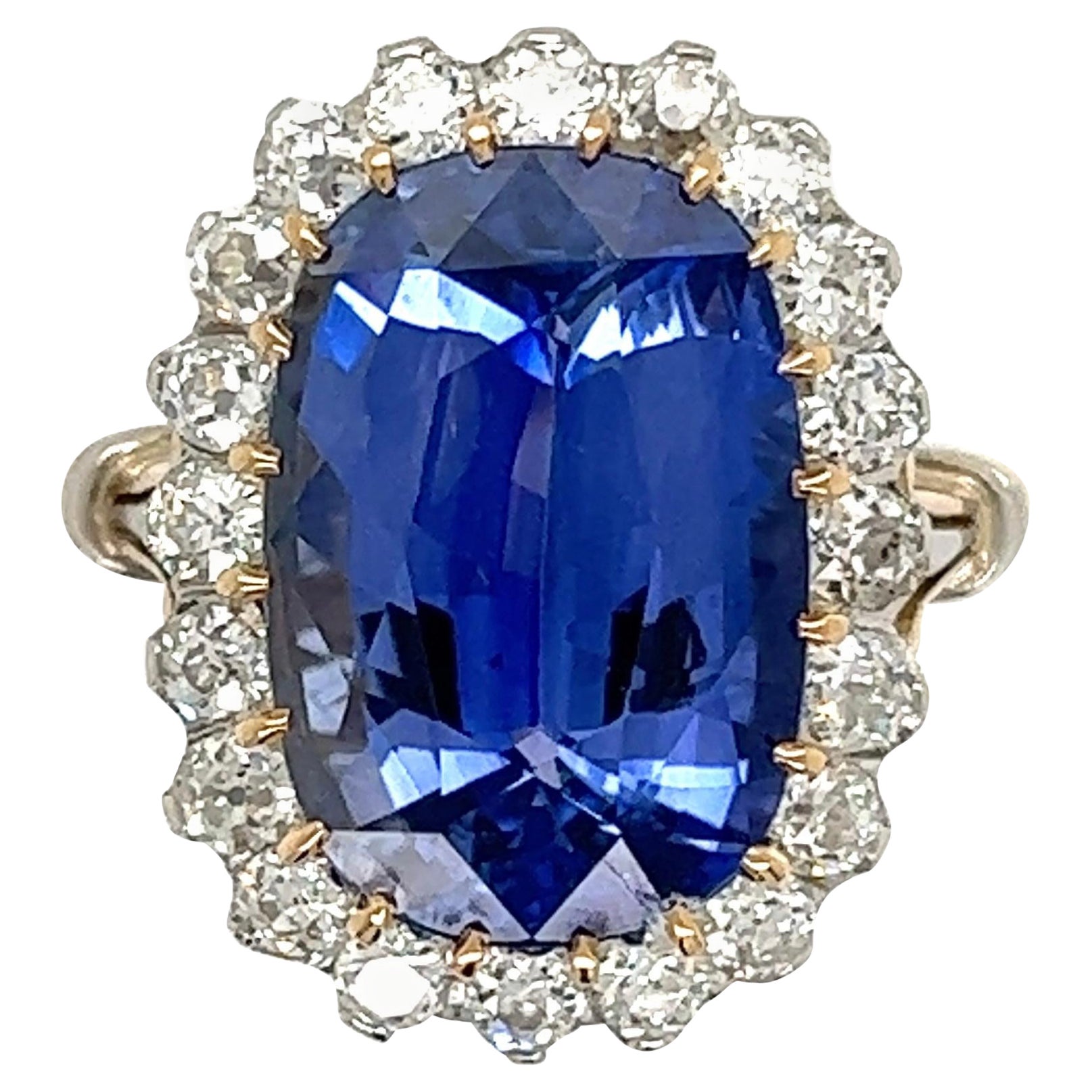 6.11 Carat Sapphire GIA and Diamond Platinum Ring Fine Estate Jewelry
