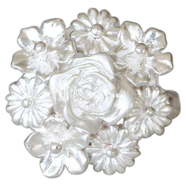 For Sale:  Big Flower Bouquet Ring/ Sterling Silver
