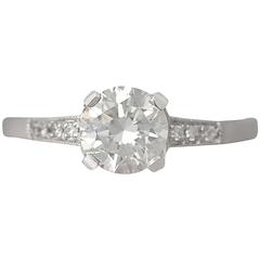 1940s 0.96 Carat Diamond and Contemporary Platinum Solitaire Ring 3