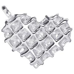Sterling Silver Waffle Heart Charm 8