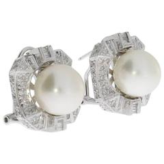 Charming South Sea Pearl and Diamond Stud Earrings 1