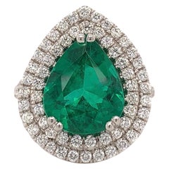 GIA 3.37 Carat Zambian Emerald Ring