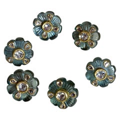Magnifique ensemble de boutons moghols vintage traditionnels en or 20 carats avec diamants taille rose Polki