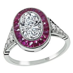 Bague de fiançailles en rubis et diamant certifié EGL de 1,02 carat