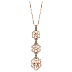 14K Strawberry Gold Diamond Morganite Pendant