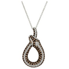 Le Vian 14K White Gold Round Chocolate Brown Diamond Beautiful Pendant Necklace