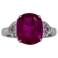 Emilio Jewelry AGL Certified 4.00 Carat Burma No Heat Ruby Diamond Ring
