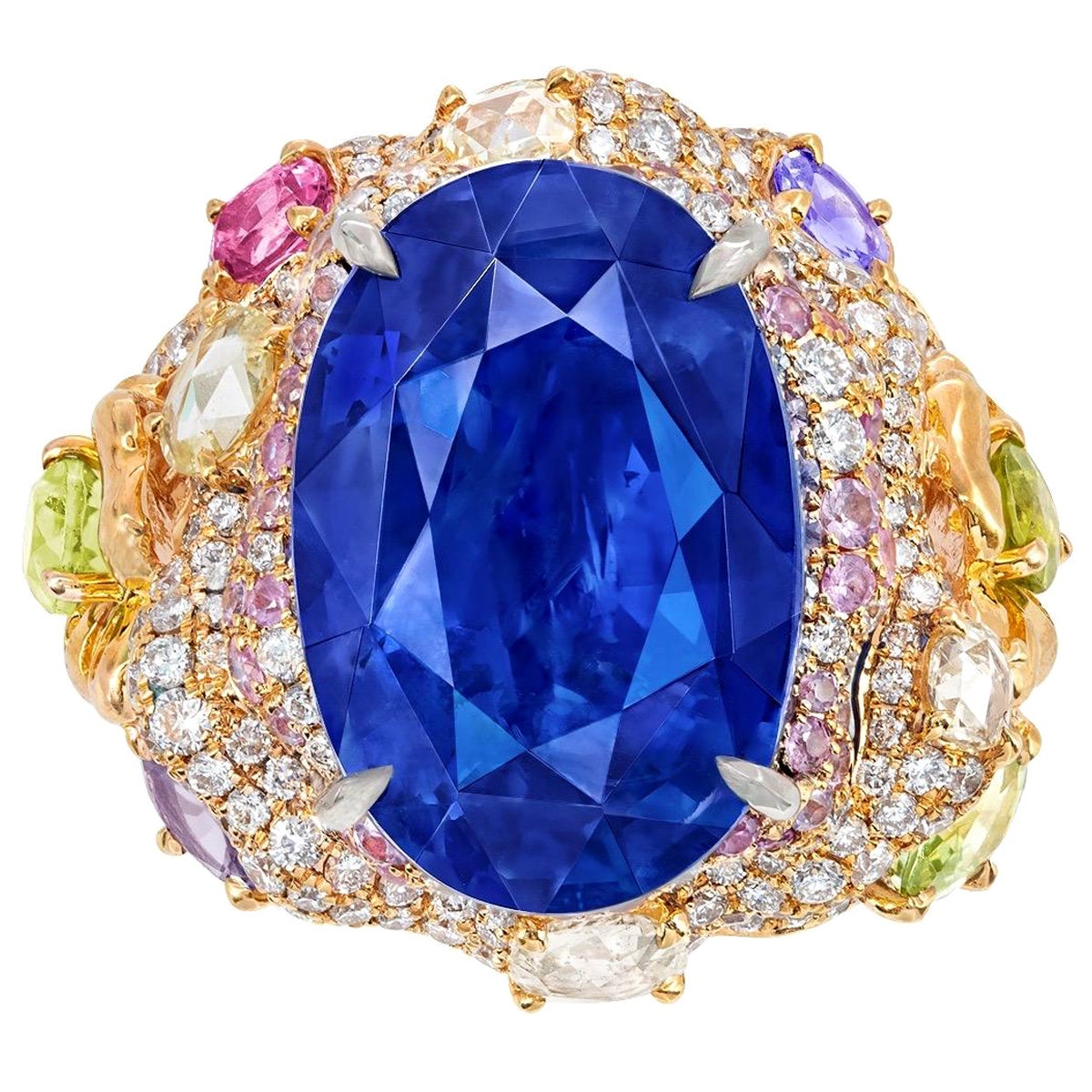 Emilio Jewelry Grs Certified 20.00 Carat No Heat Sapphire Ring For Sale