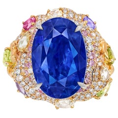 Emilio Jewelry Grs Certified 20.00 Carat No Heat Sapphire Ring