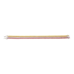 Rosa Saphir, gelber Saphir und Diamant  Armband aus 18 Karat Weißgold