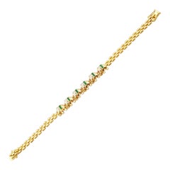 Emerald with Ruby Elephant Bracelet Set in 18 Karat Gold Settings