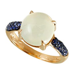 Annellino Italian Fine Jewellery White Moonstone and Sapphire Gold Cocktail Ring
