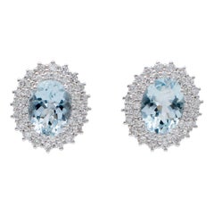 Pendientes de aguamarina, diamantes y oro blanco de 18 quilates