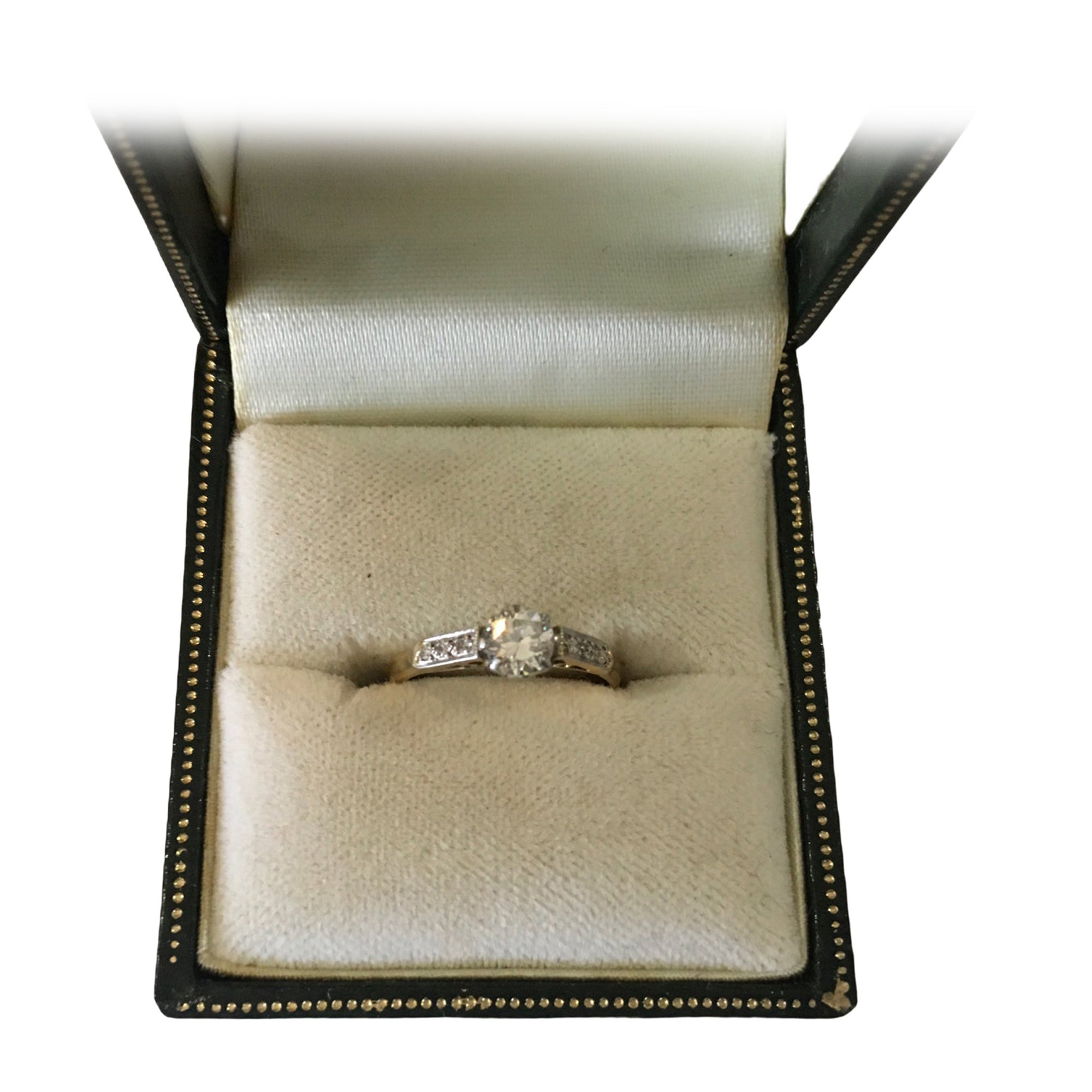 Early 20th Century 18 Carat Gold and Platinum Brilliant Cut Diamond Engagement For Sale