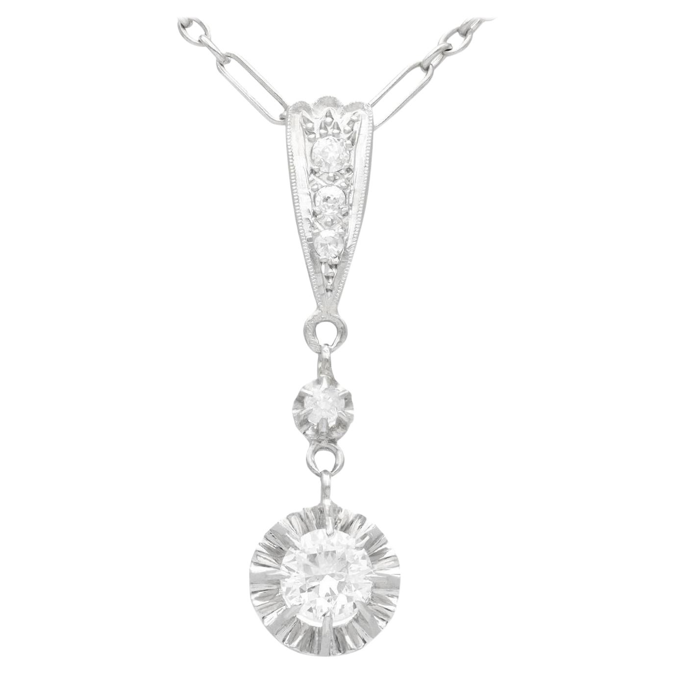 Antique 1920s Diamond and Platinum Pendant For Sale at 1stDibs