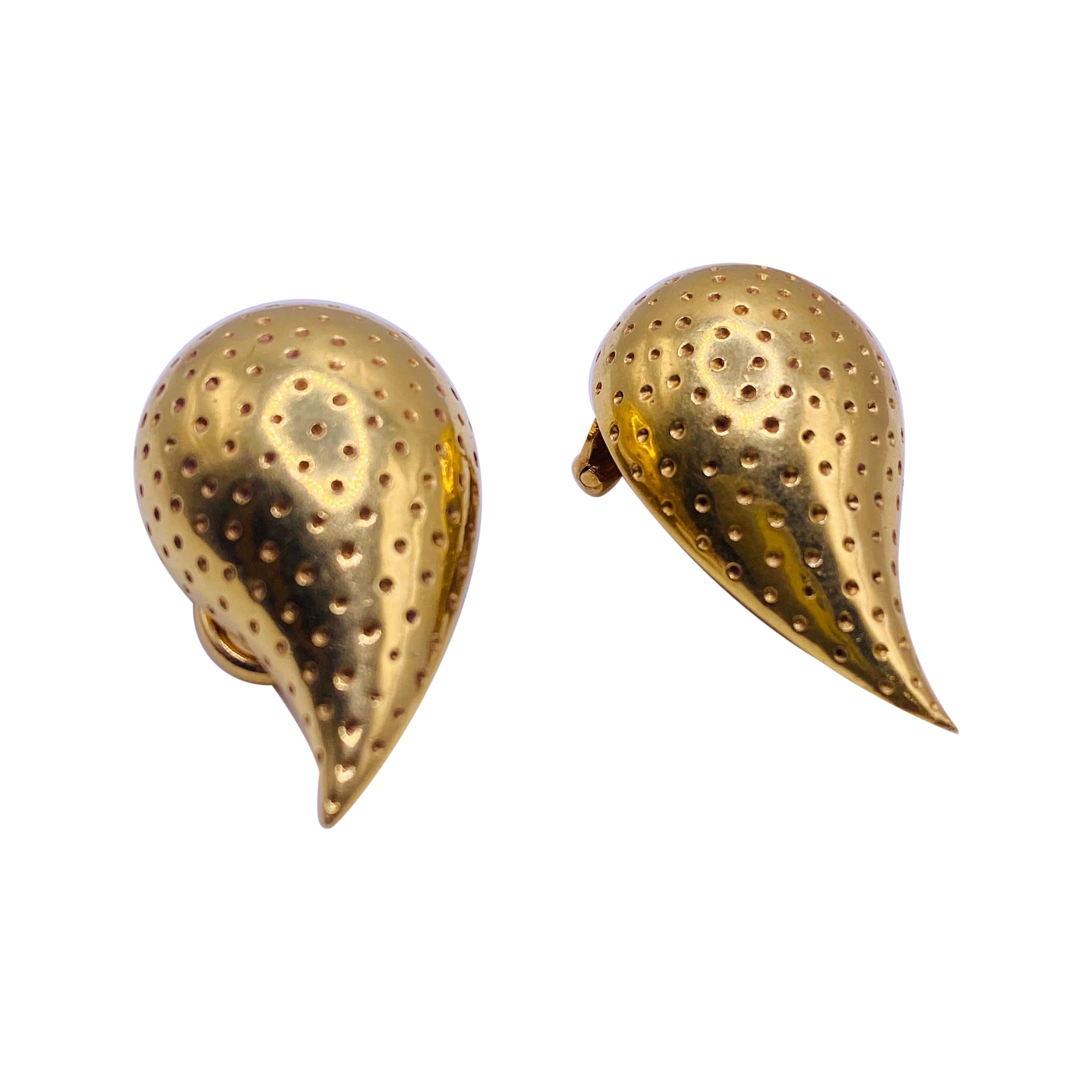 Tiffany & Co. Tear Drop Yellow Gold Clip Earrings For Sale
