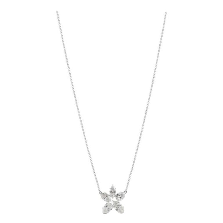 GIA Certified 3.95 Carat Diamond Cluster Pendant For Sale