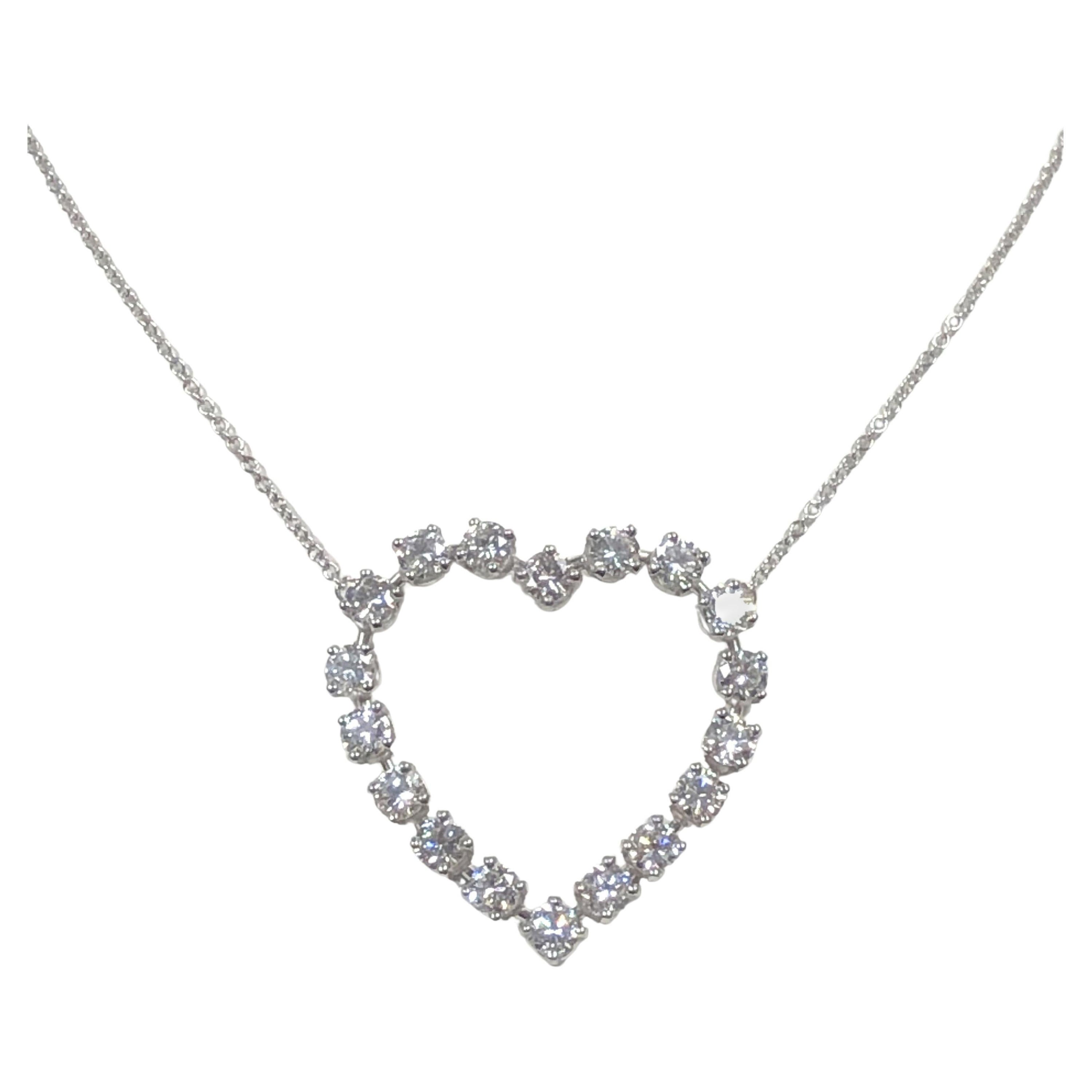 Tiffany & Company Platinum and Diamond Floating Open Heart Necklace For Sale