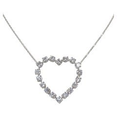 Tiffany & Company Platinum and Diamond Floating Open Heart Necklace