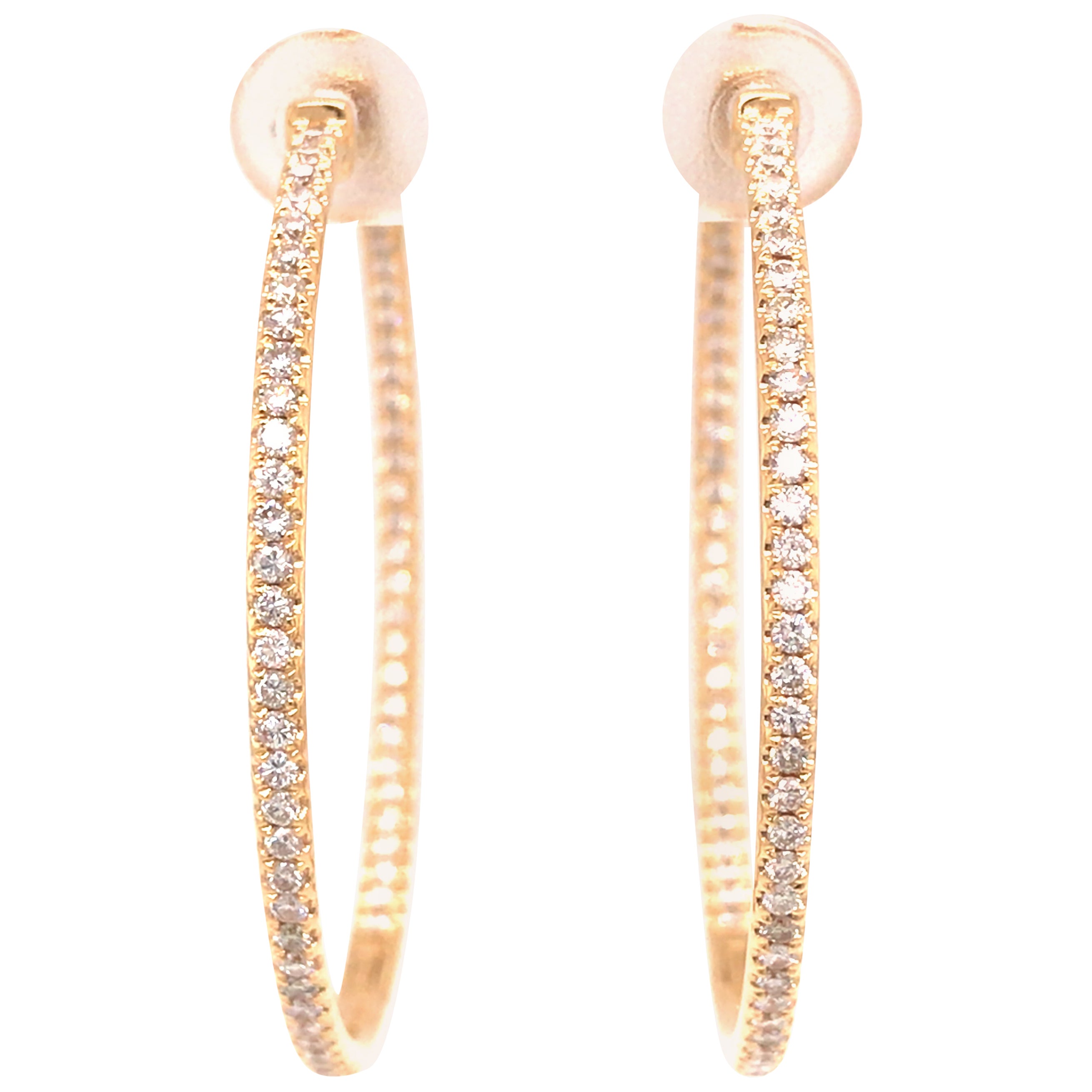 Thin Diamond Oval Tear Drop Large Hoops at 1stDibs
